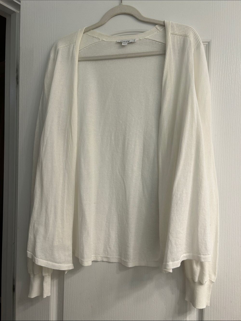 Chico's Ivory Open-Front Lightweight Cardigan